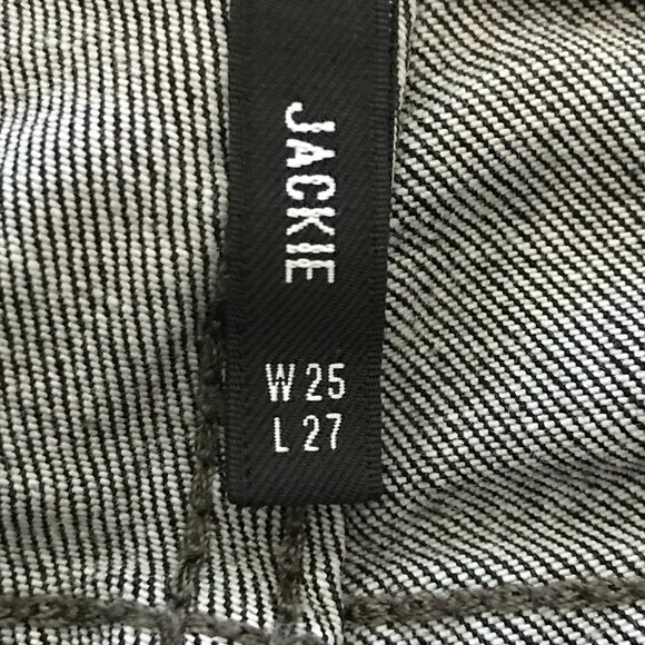 Driftwood Jackie Jeans Women 25 Gray Mid Rise Embroidered Raw Hem Stretch 16521 - Picture 4 of 12